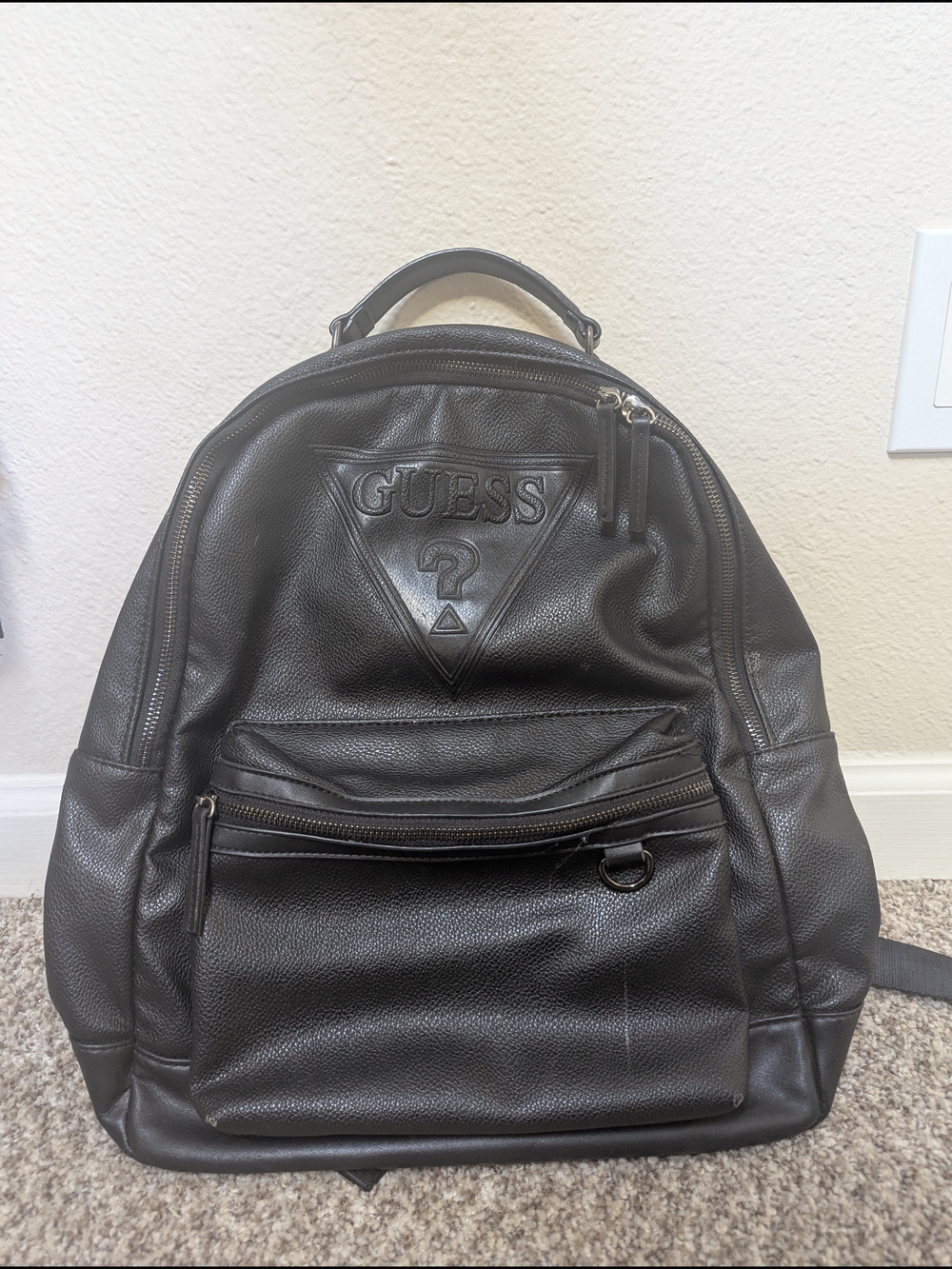 GUESS Black Leather Backpack